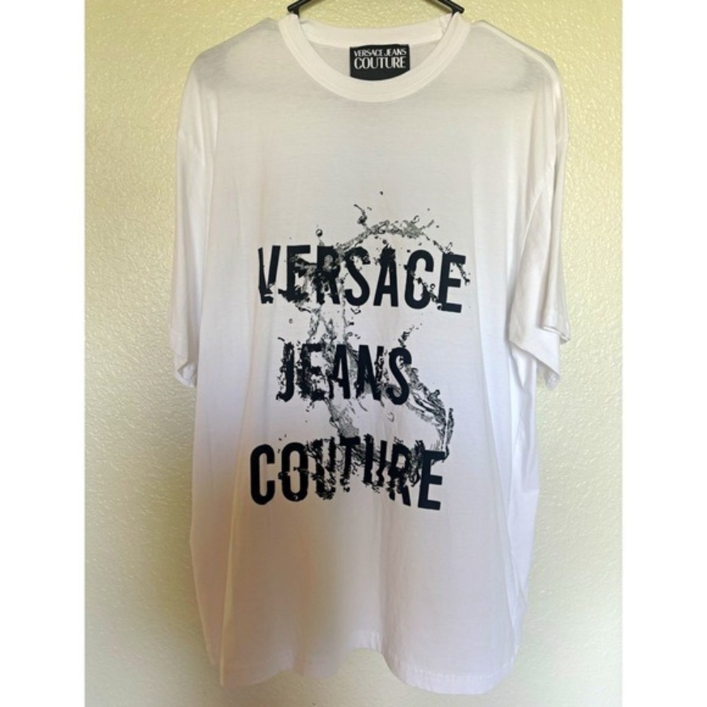 Versace Jeans Couture White Logo Graphic Print Crew Neck T-Shirt Men's L